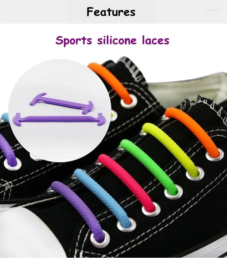 Pièces de chaussures 16pcs / lot SHOELACES SILICONES ELASTIC Semiccle Shoelace Special No Tie Men Men Femmes Laces Rubber Zapatillas