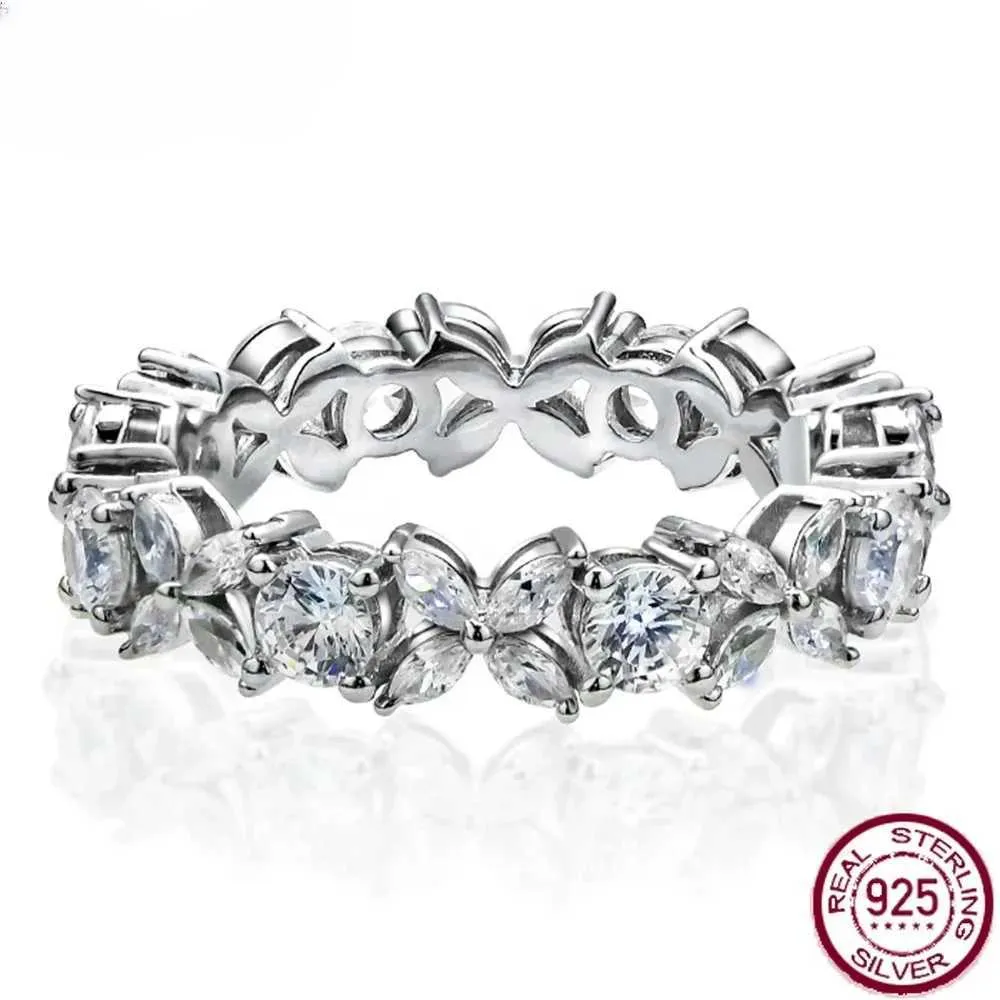 Anneaux de bande 925 STERLING Silver Marquis Coup Cut White Sapphire Ensemble avec un anneau de diamant à haut carbone en Mullite et des cadeaux de mariage exquis J240508