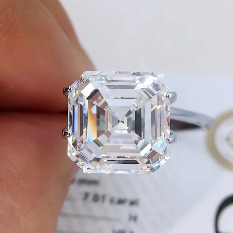 0.15ct -7ct 색상 D Clarity Fl Asscher Cut (그녀의 컷) 고품질 느슨한 Moissanite Pass Diamond Test 수제 실험실 보석이있는 무료 해당 GRA 인증서