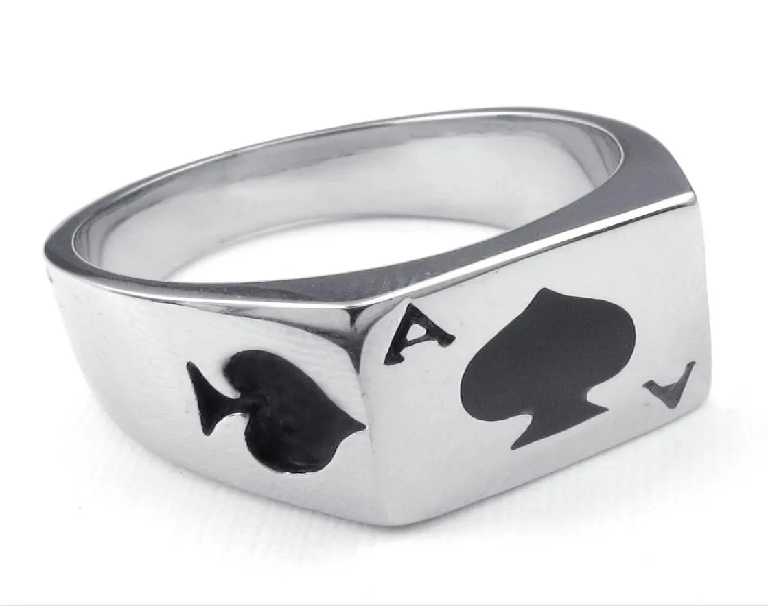 Verkoop sieraden heren roestvrijstalen ring poker schoppen aas gepersonaliseerde mode 316L roestvrij staalring51173877