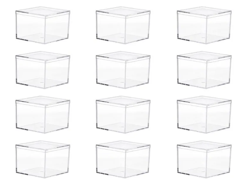 Present Wrap 12st Transparent Acrylic Box Square Storage Container för rumsorganisation3688443