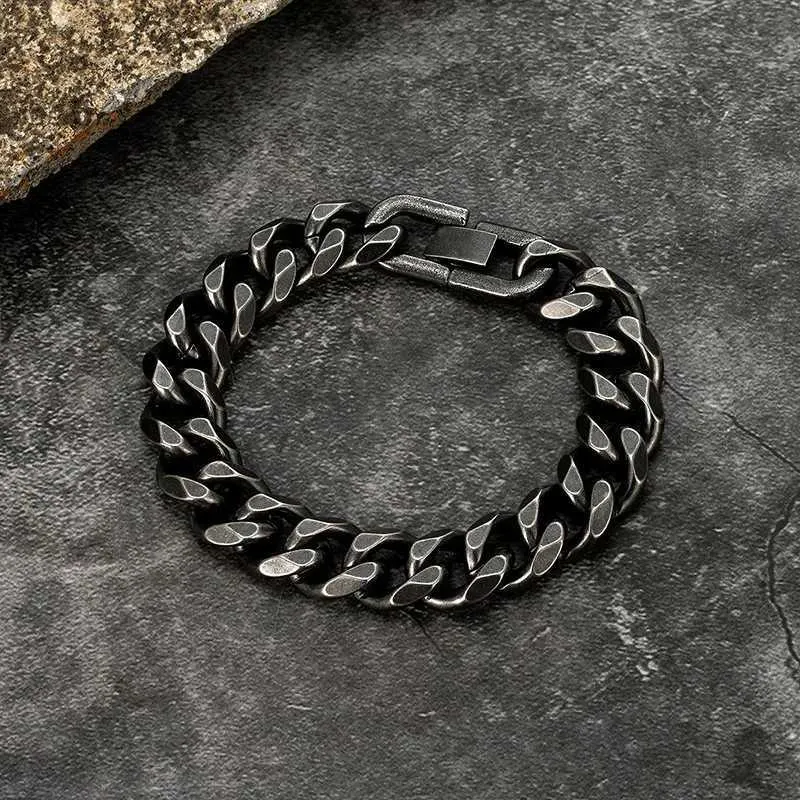 Catena 13 mm Vintage Mens Bracciale in acciaio inossidabile inossidabile Acciaio cubano Cuban Catena Hip Hop Fashion Gioielli all'ingrosso e Gift per fidanzati J240508 J240508