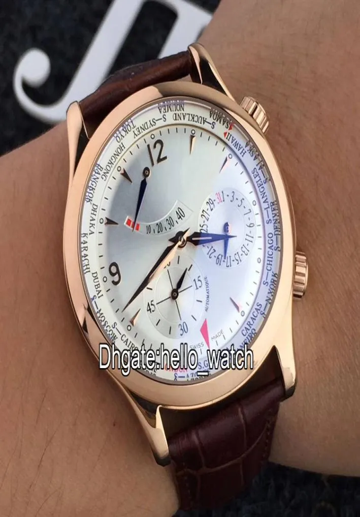 High Quality Master Control Q1522420 Power Reserve White Dial Automatic Mens Watch Rose Gold Leater Strap Cheap New Gents Watches6724845