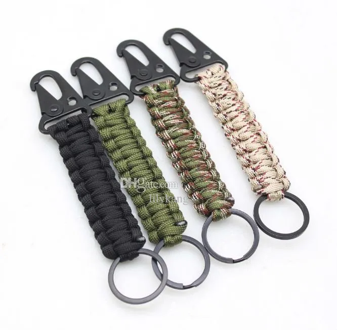 Rague de porte clés en plein air camping carabiner militaire paracord corde corde de camping kit de survie d'urgence outils outils d'ouvre-bouteille d'urgence