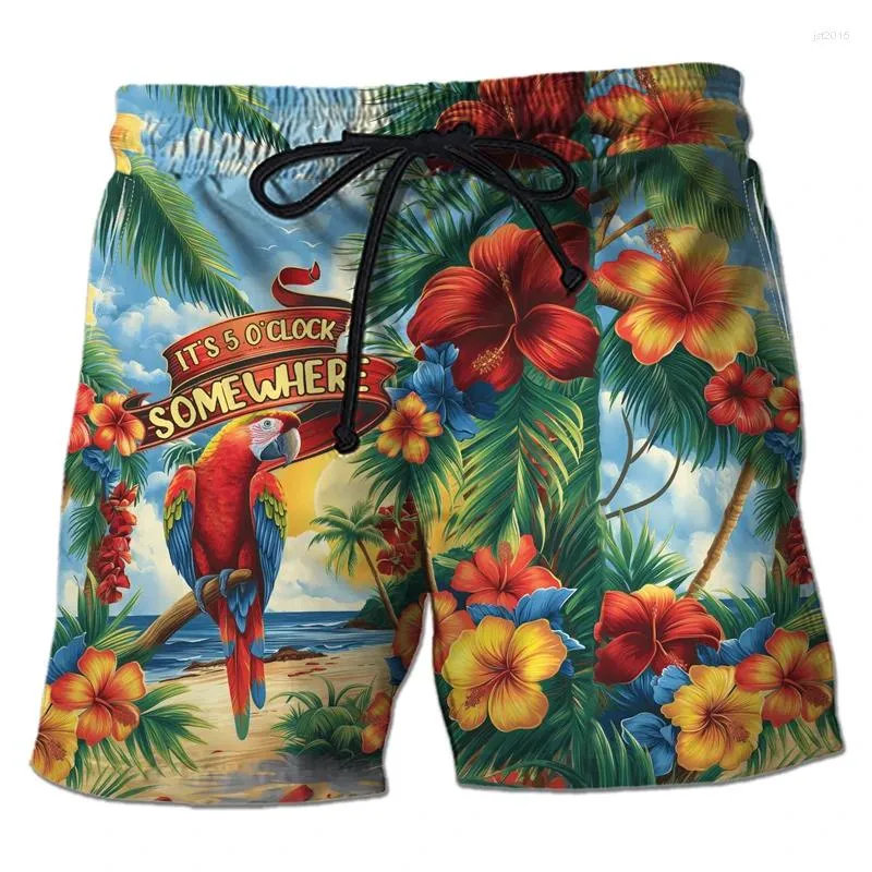 Herren -Shorts Papagei 3D bedruckte kurze Hosen für Männer Kleidung Hawaiianer Toucan Beach Bird Board Ramphastidae Bermudas