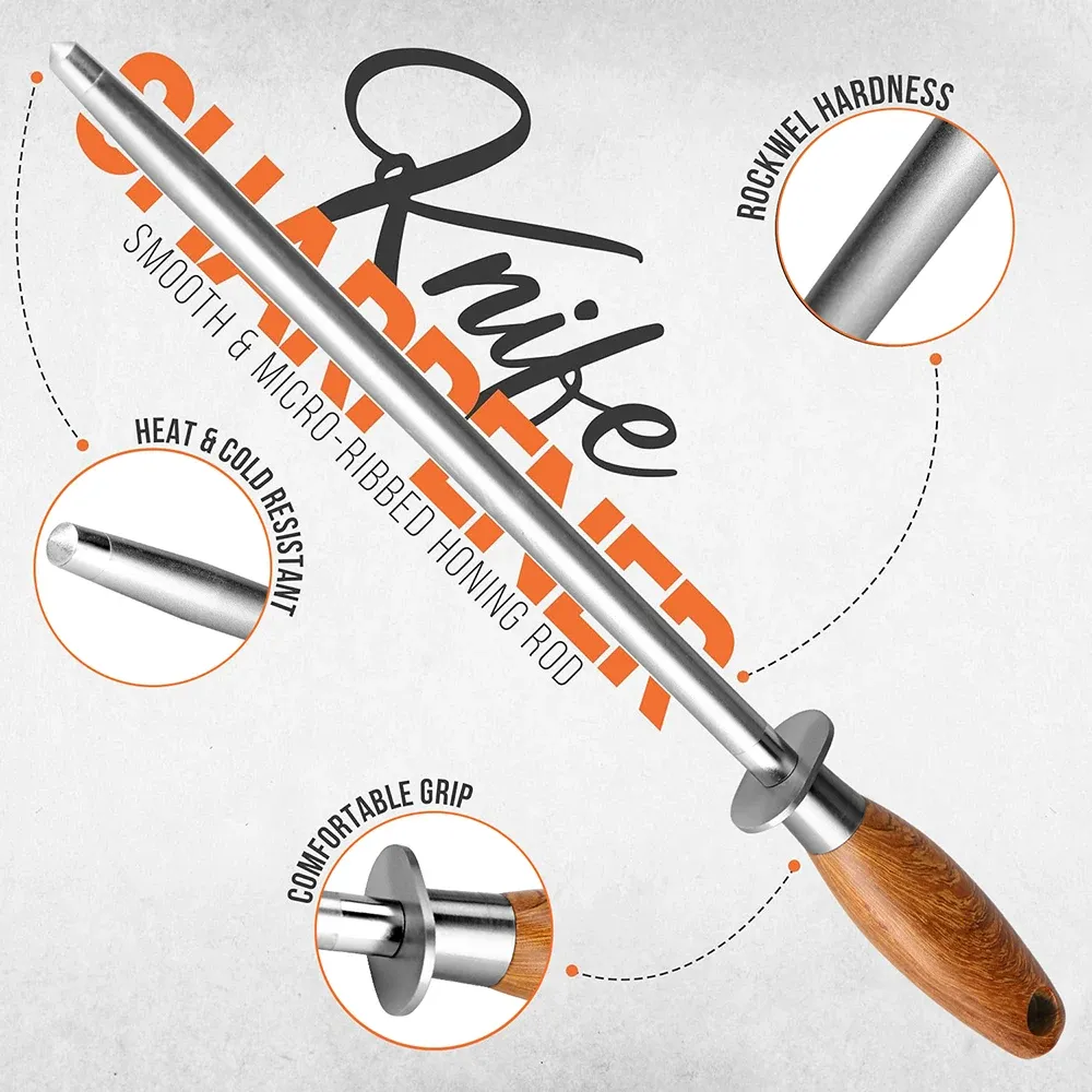 Diamond Knife Sharping Stick Stick Kitchen Kitchen Sharnening Rod Chef Profissional Slaughter Knife 10 polegadas para todas as facas tesoura