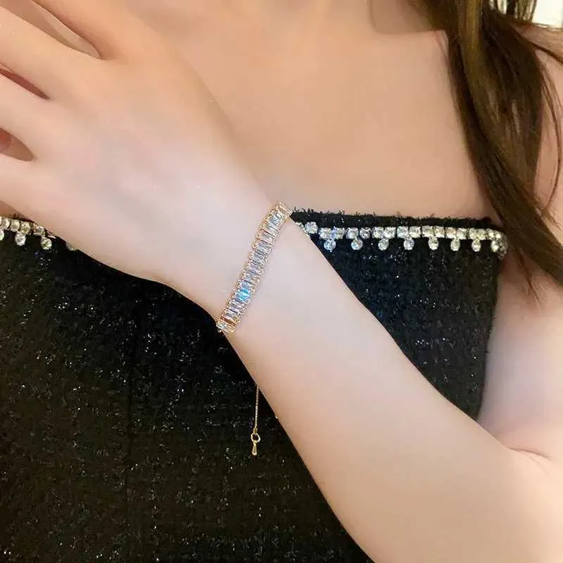 Adjustable Rhinestone Bangle Bracelet With Zircon For Women_voghion.com