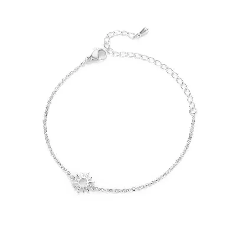 Bangle Sun Hollow Bracelet For Women Stainle Steel Hand Chain Vintage Suower Anklet Boho Foot Jewelry Gift_voghion.com