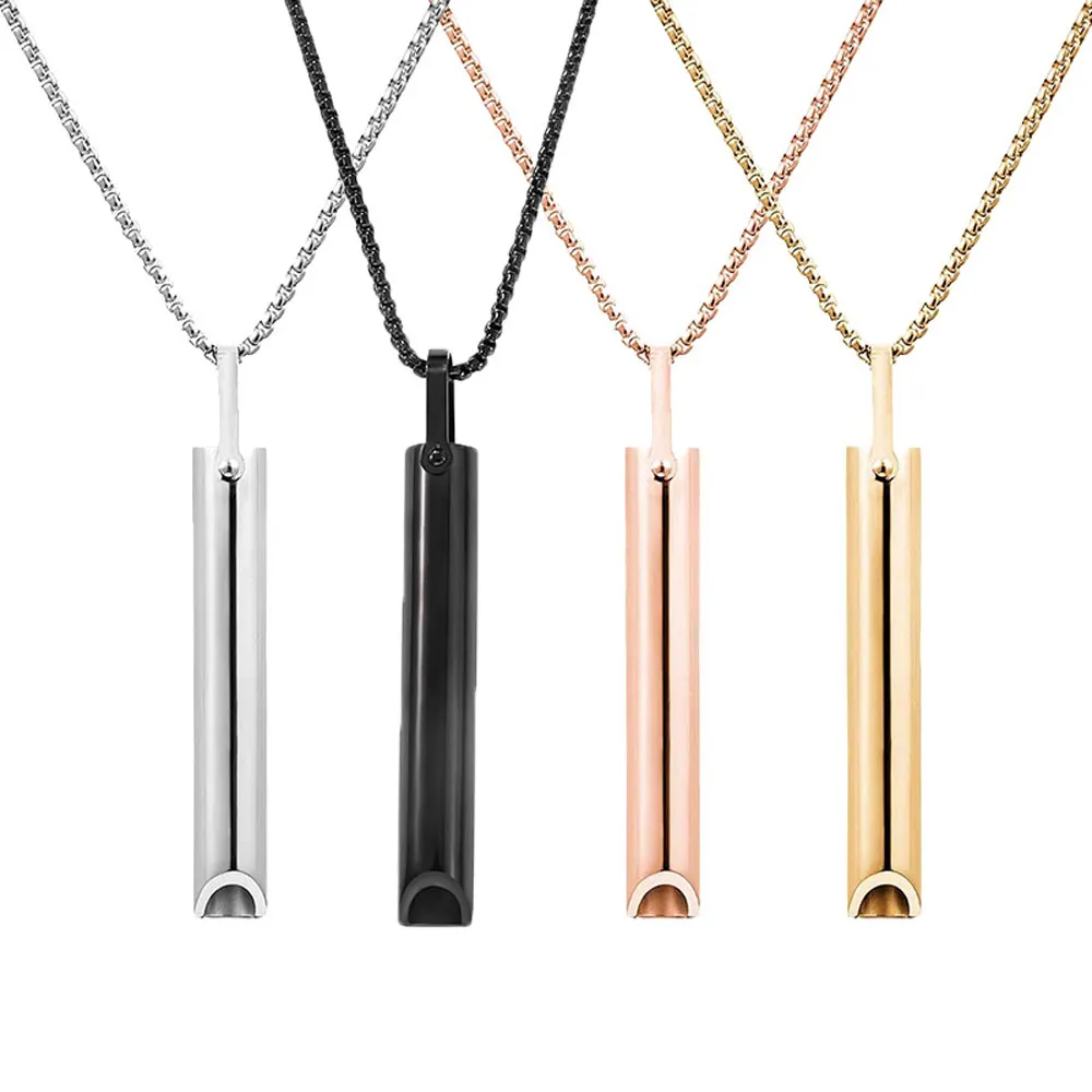 Save Big on Bulk Mindful Breathing Necklace Stainless Steel Mindfulness  Breathing Necklace For Women Men Relief Anxiety Pendant Stress Panic Attack  - Main Image