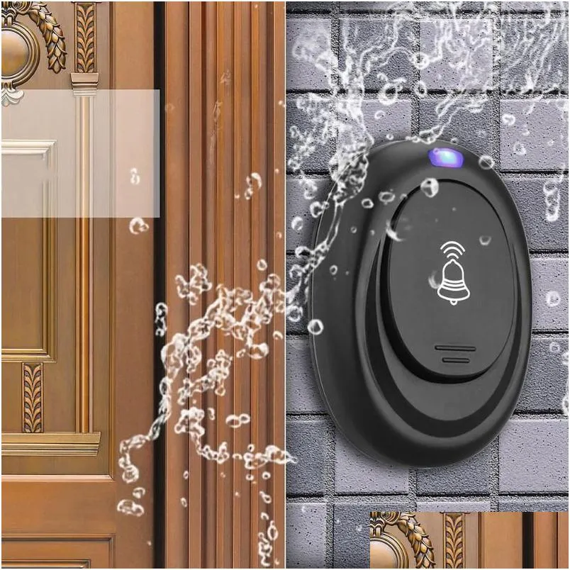 Annan dörr hårdvara 36 ackordtoner anti nuisanc trådlös vattentät dörrklockknappsmottagare plug-in smarta hembesökare påminnelse dro dhcbn