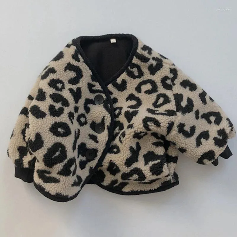 Vestes Baby Girls Vêtements 2024 printemps automne mode coréen style léopard épaissis de veste chaude garçons manteau d'hiver