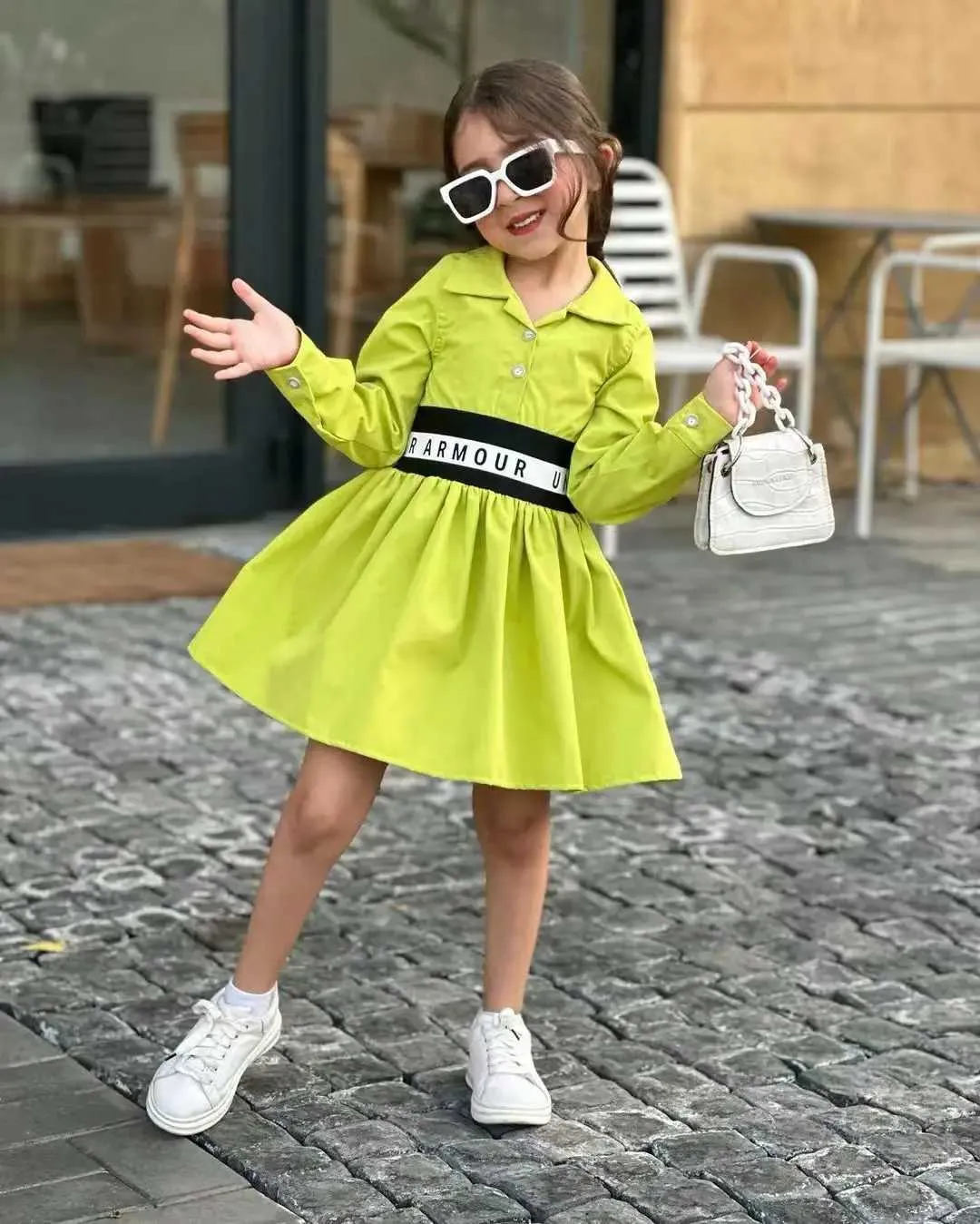 Mädchenkleider Chic Kids Girls Kleid Casual Langarmed Kleid perfekt für Kinderkleidung im Frühjahr/Herbst 2 bis 9L240508