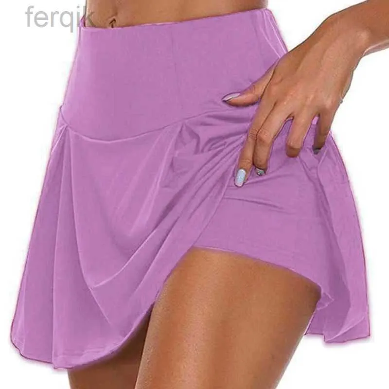 Skirts Skorts 2 in 1 Tennis Skirt Women Breathable Yoga Skirts Female Fake Two-piece Sports Shorts Casual Gym Exercise Bottoms Skirts d240508