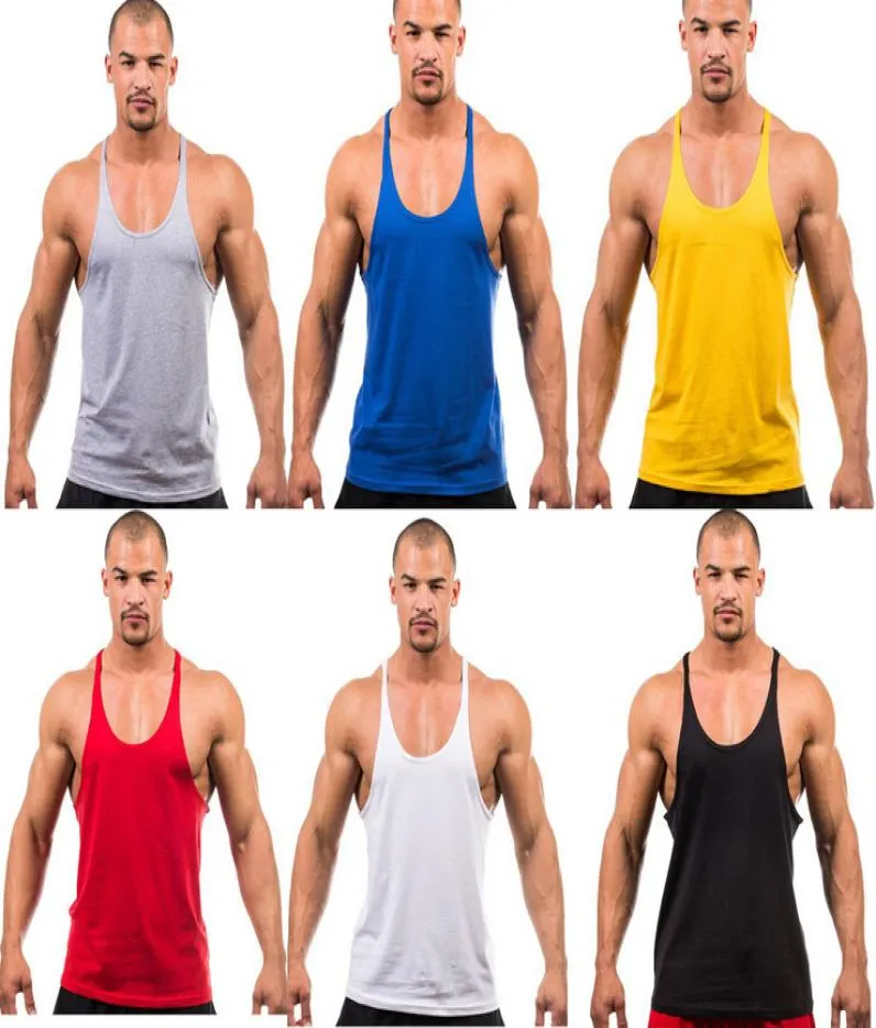 Tampo de ginástica de algodão integral tampo masculino tipagem de bodybuilding tops subdeshirt fitness colet muscle singlet racerback top97773325