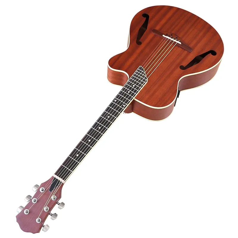 Gitaar vol sapele hout f gat 40 inch elektrische akoestische gitaar folk gitaar matte bruin 6 strings gitaar houten gitaar met gitaar pick -up