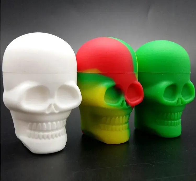 new skull shape small silicone jars dab wax container 15ml nonstick silicone container food grade silicone customized dab tool storage box