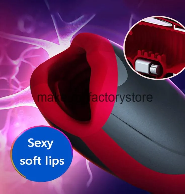 Massera kraftfull vibrator oralsex manlig onanator automatisk intelligent röstmunnklipp suger penisträning erotiska sextoys f7197679