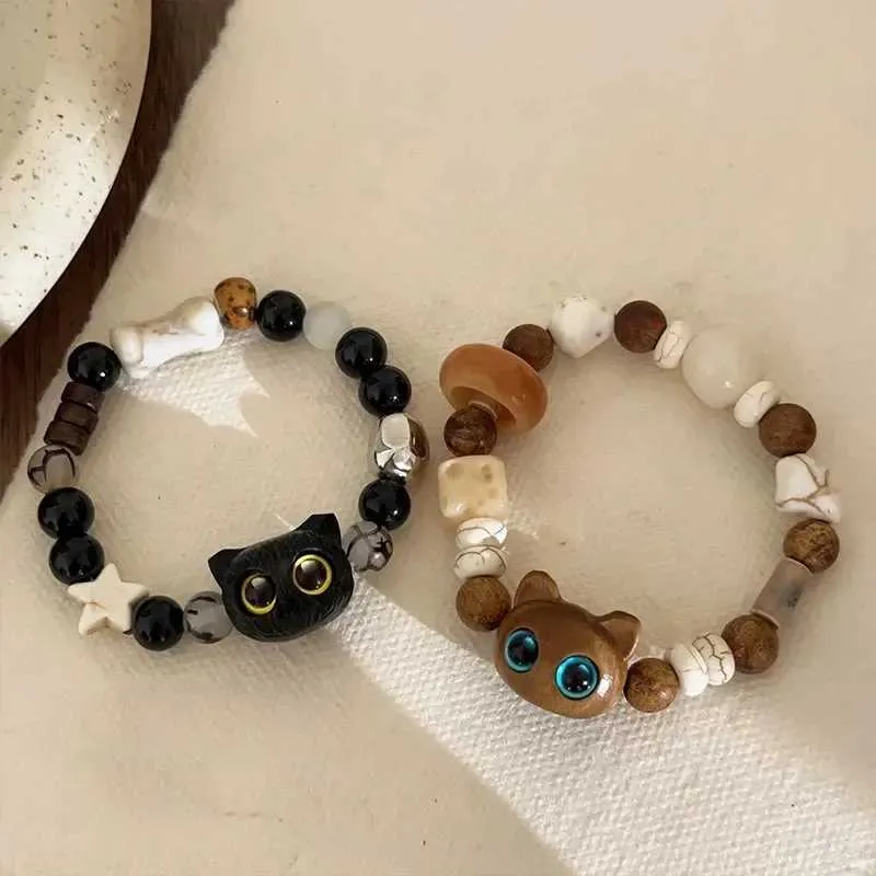 Bangle Nei Dopamin Kitten Perlen Weiblech Léifsten Kaz Kapp String Kaddo Meedchen Keramik Hand Bijouen Bracelet fir Fraen_voghion.com