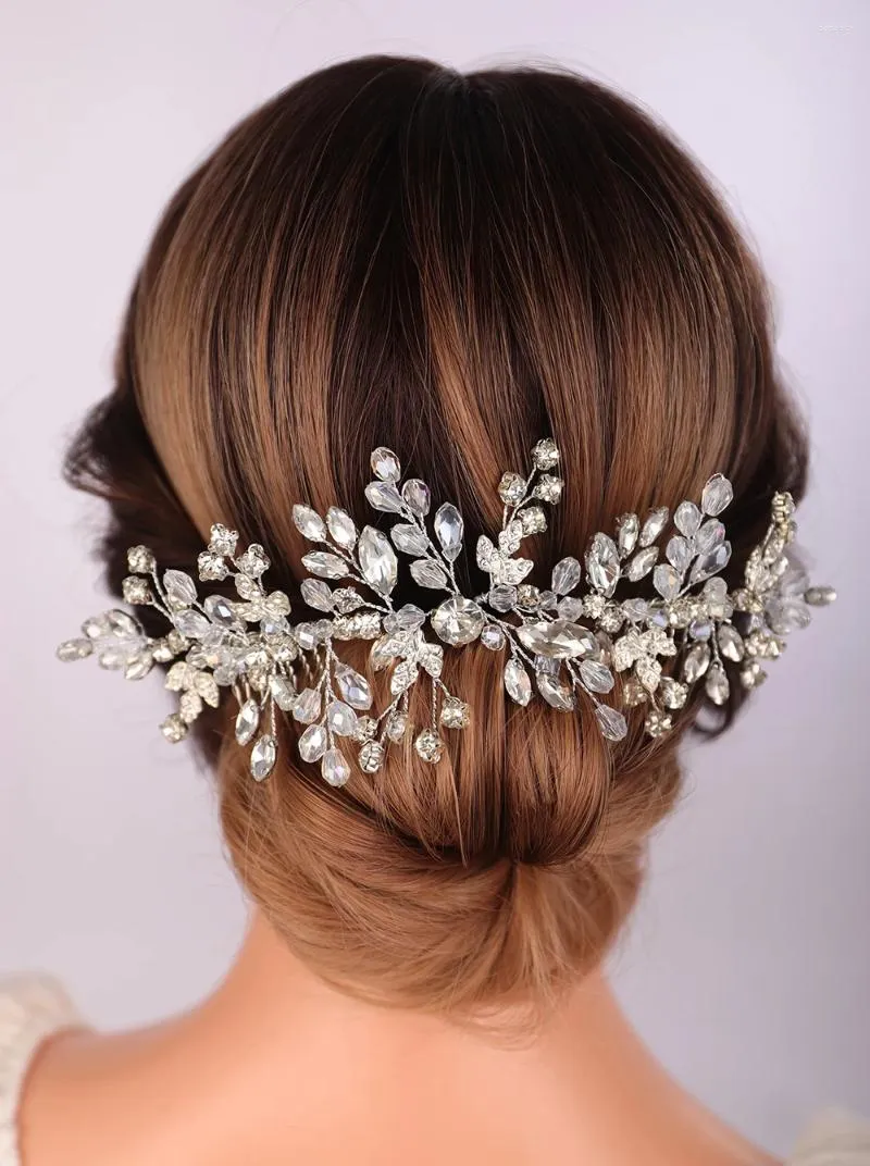 Coiffes bijoux de tête de luxe pour femmes coiffure de mariage en cristal Tiare blue rhineatone Headpiece Silver Bride Headwear Pearl Party Party