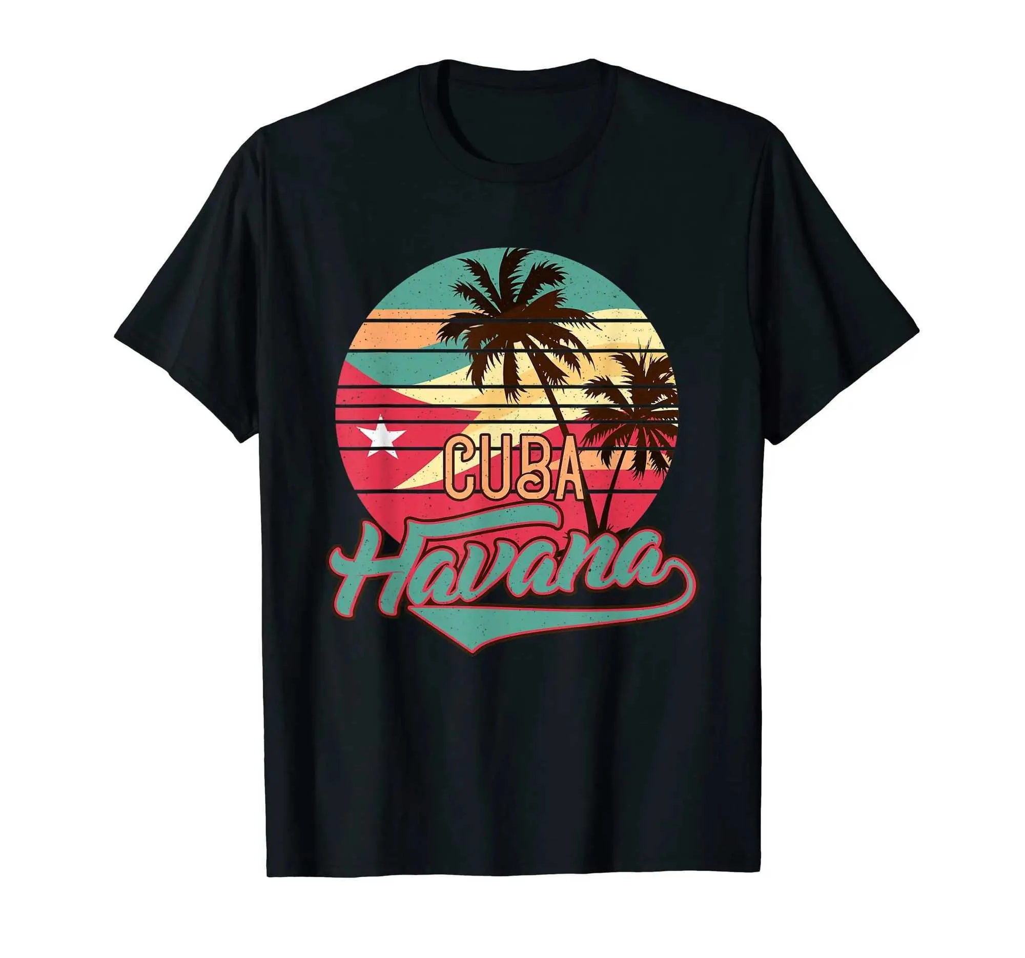 T-shirts voor heren 100% katoenen vintage Havana Cubaans T-shirt Vintage Caribbean Cuban Soul T-shirt Mens unisex T-shirt maat S-6XL J240506