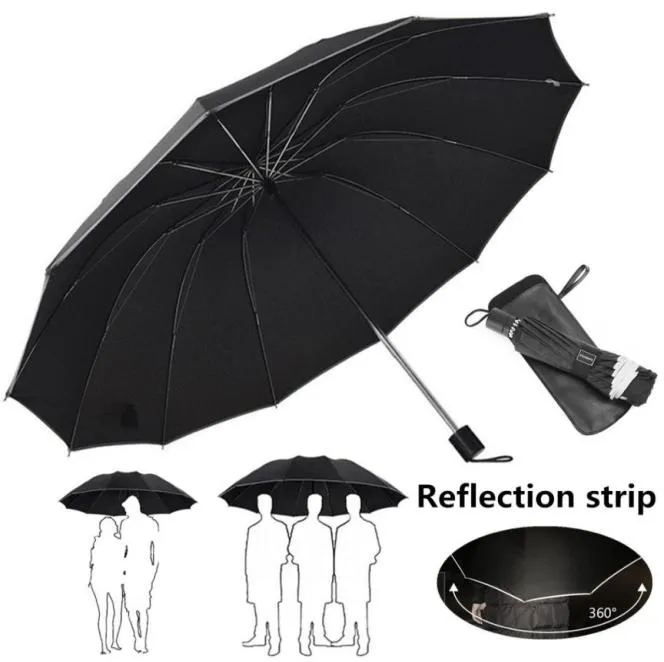 Große faltende Regenschirm Männer Regenfrau 3fache Regenschirm Automatisch winddes Regenschirme 1012 Rippen Parasol Regeny Sunny5909014