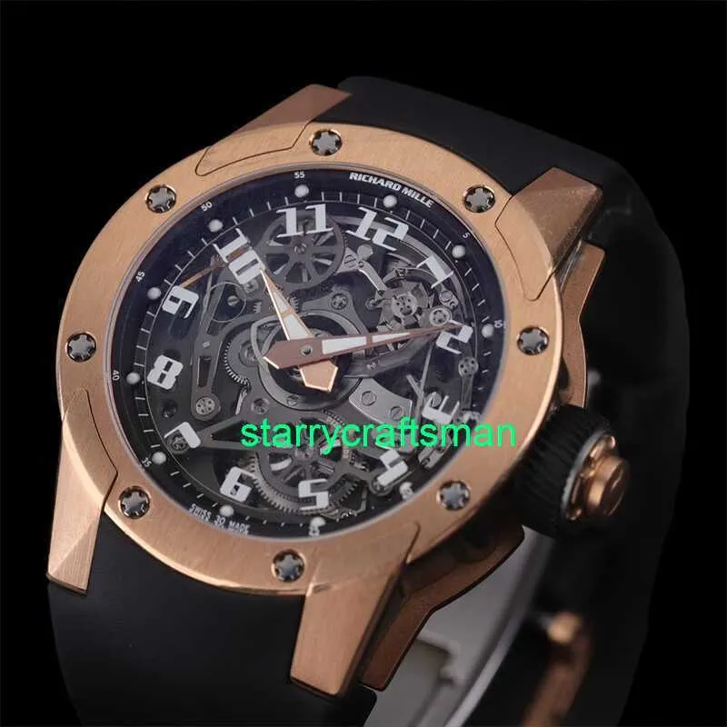 RM Luxury Montres mécaniques Watch Mills Series masculines RM63-01 Hollow Out Watch Automatic mécanical Dial 42.7 mm 18k Gold Rose Stvo