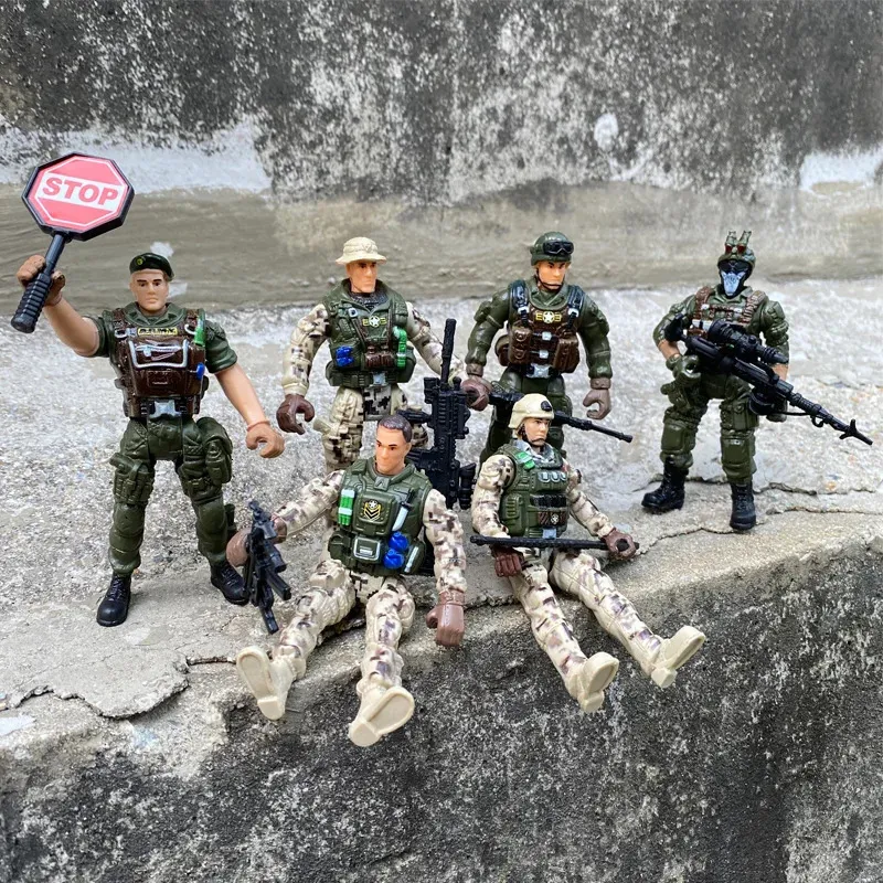 DHgate.com:6Pcs Movable Military Action Figures Playset with DHgate.com:6Pcs Movable Military Action Figures Playset with