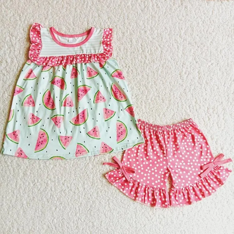 Одежда наборы маленьких девочек летняя одежда милая арбуза напечатана малыш