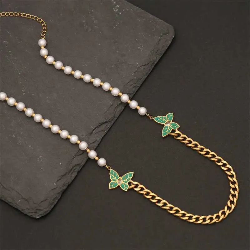 316L Stainless Steel New Fashion Fine Jewelry Zircon Pearl Green Butterfly Charm Chain Necklaces Bracelets Earrings For_voghion.com