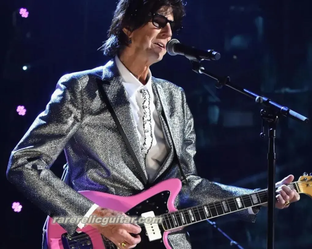 Rare Ric Ocasek Pink Jazzmaster Electric Guitar Large Block Inlay Lollar Pickups Floating Tremolo Black Pickguard