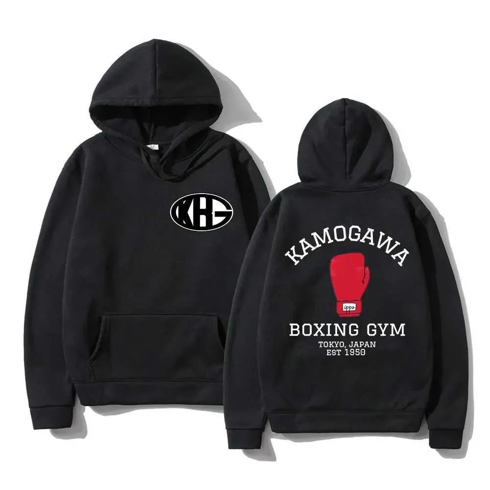 Herrtröjor tröjor Autumn Men hoodie anime hajime nr ippo kamogawa boxing gym tryck hoodies y2k kvinnor tröja hip hop hajuku sudaderas t240507