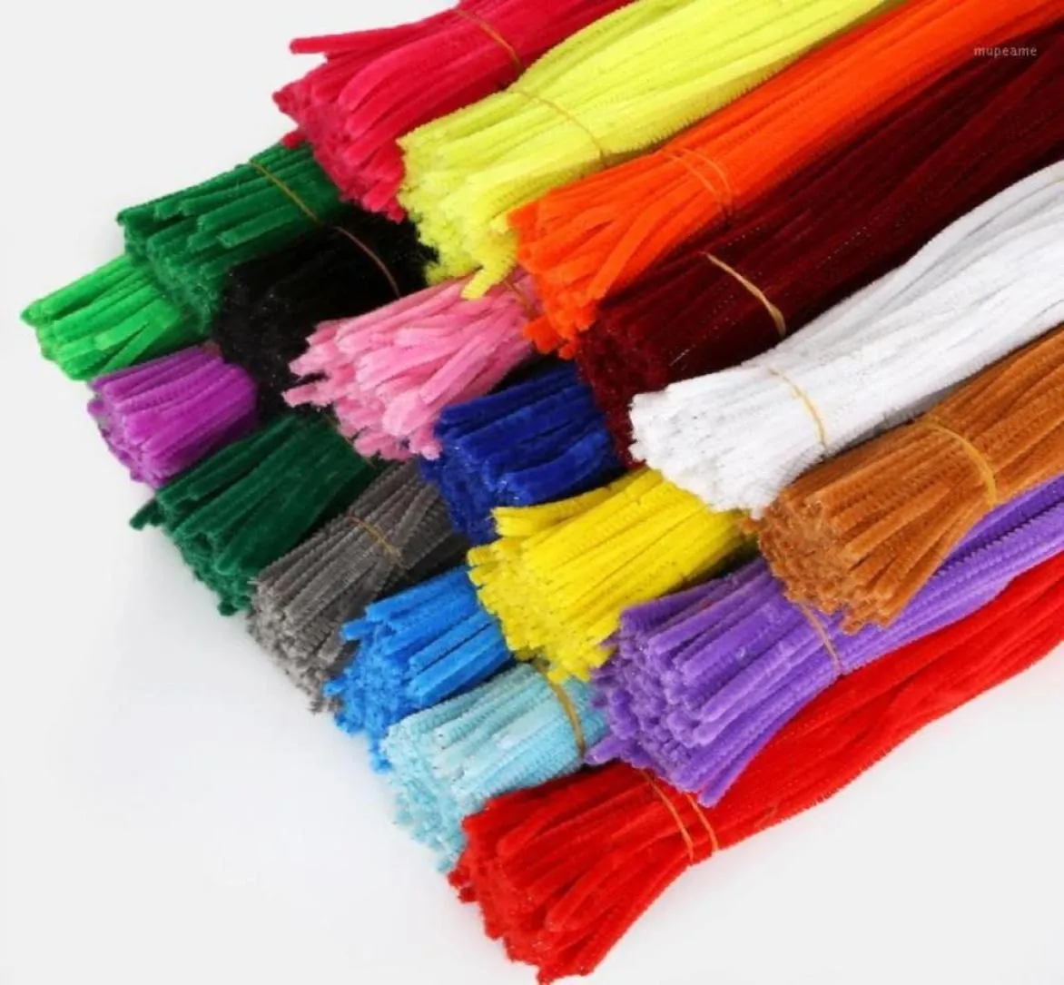 Decorative Flowers Wreaths Whole100pcs 30cmx5mm Chenille Stems Pipe Cleaners Children Kids Plush Educational Toy Crafts Col67610661427338