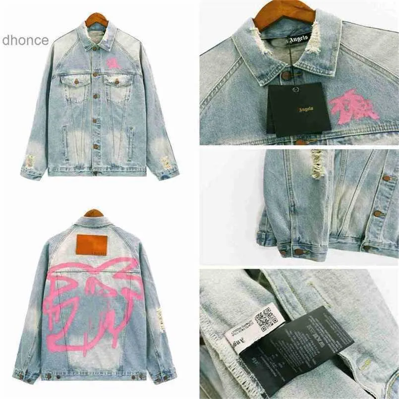 Été décontracté designer High Street Angels Angel Nouvelle lettre Old Wash Denim Jacket Low Micro Label Même manteau de style