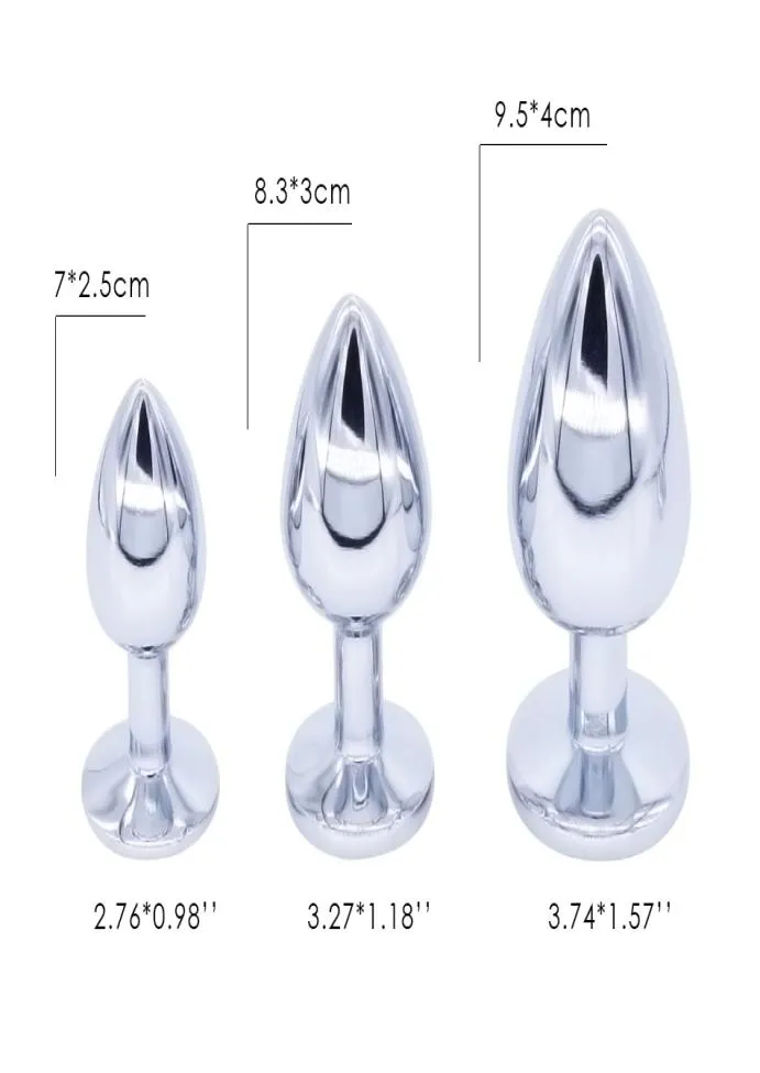 Domi 3PCSset Small Medium Big Big Big en acier inoxydable Métal Plug Plug Dildo Toys Produits Butt Butt Gay Anal Beads6557175