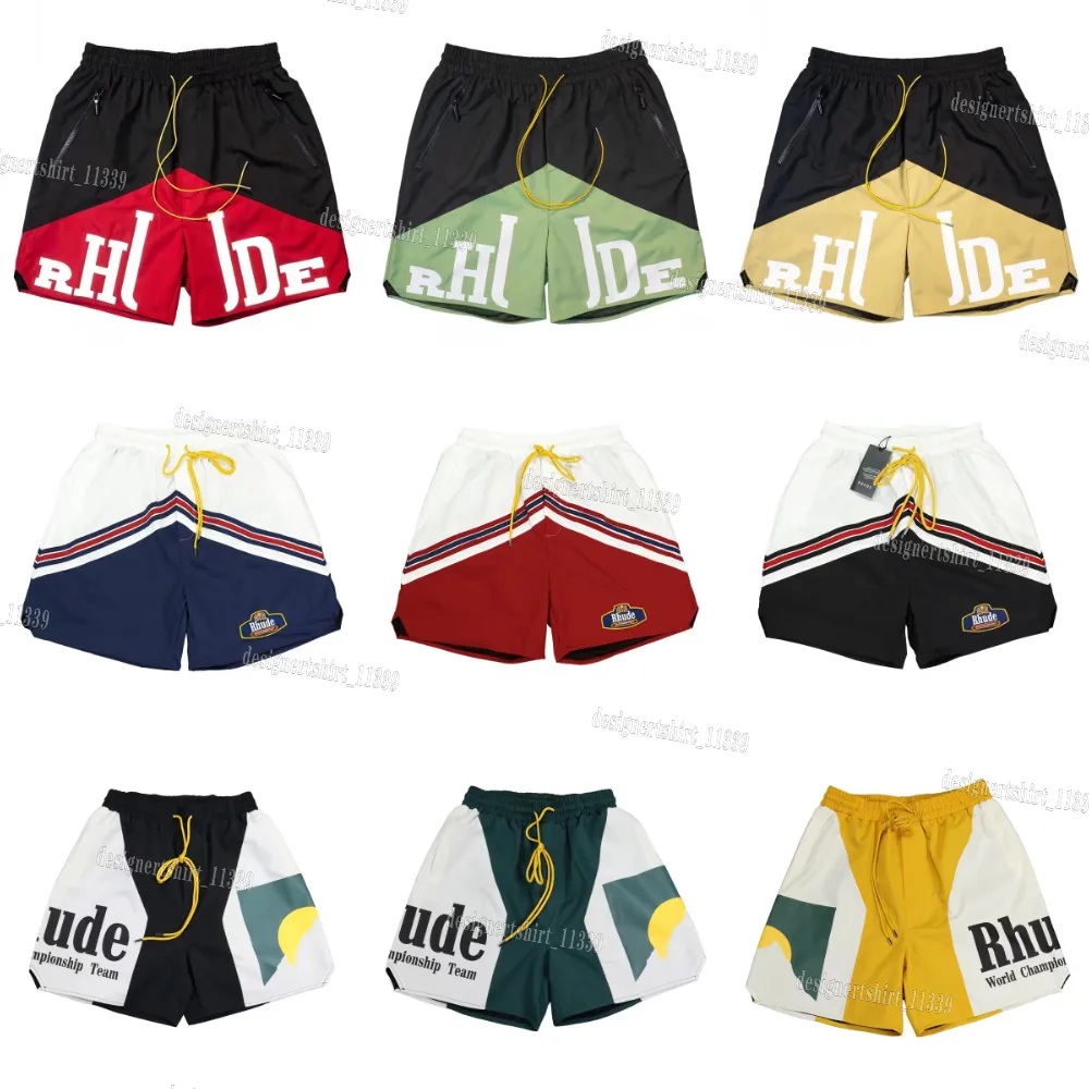 Simma shorts mens pantaloncini rhude shorts män sommar snabbt torkande andningsmask dragkörning strandkläder lösa sportshorts för män män shorts oss storlek storlek