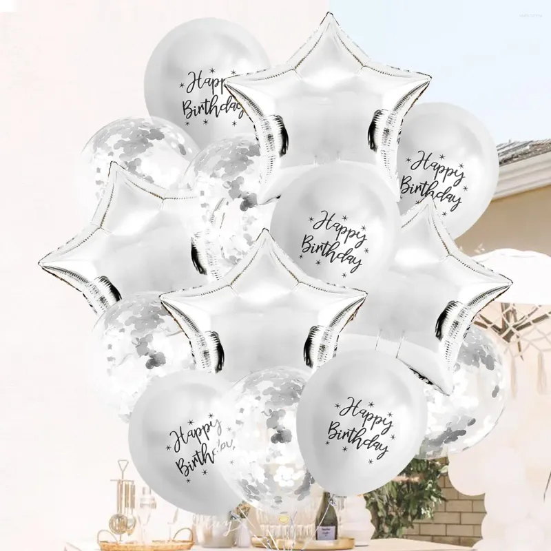 Décoration de fête 14pcs ballons d'anniversaire argentés Set Paper de bébé Crumb Linde Ballon Supplies