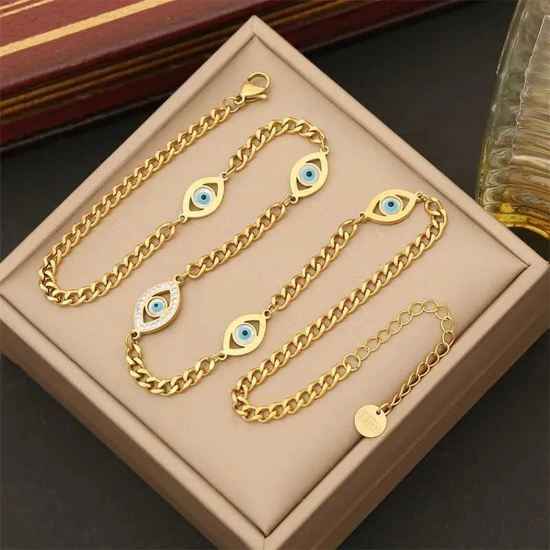 Súprava šperkov evil eye z nehrdzavejúcej ocele so zirkónom_voghion.com
