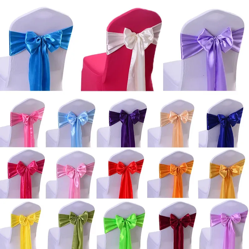 1pc Satin chaise Bow Sashes Wedding Indoor Ribbon Outdoor Butterfly Fies for Party Event El Banquet Decorations Soft 240430
