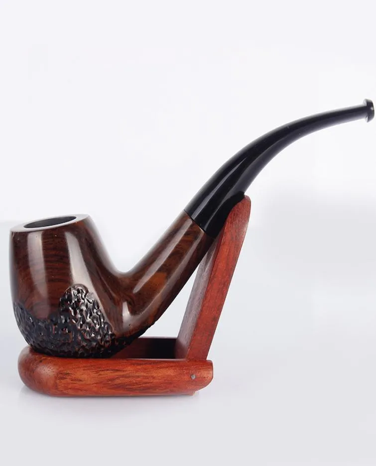 NEUE EBONY WOOD PIPE 15 cm gebogene schwarze Rauchpfeife handgefertigtes Tabak 9mm Filter Holzrohr1290150