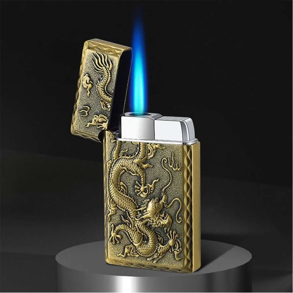 Kinesisk drake stål ljudstråle flammändare vindtät personlighet kreativ gas ofylld cigarett ljusare grossist