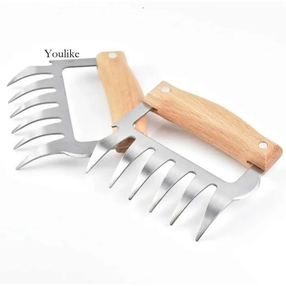 Outils de cuisine en acier inoxydable griffe en bois viande de viande de déchirure divisée chair multifonction viande de porc