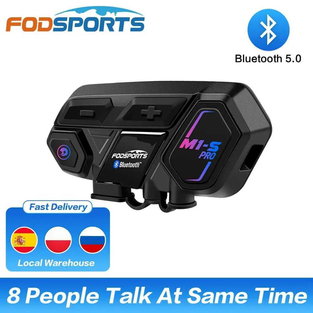 Telefon komórkowy słuchawki FODSPORTS M1-S Pro Motorcycle Hełm Interphone bezprzewodowe słuchawki Bluetooth Interphone 8 Rider 2000m BT Interphone J240508