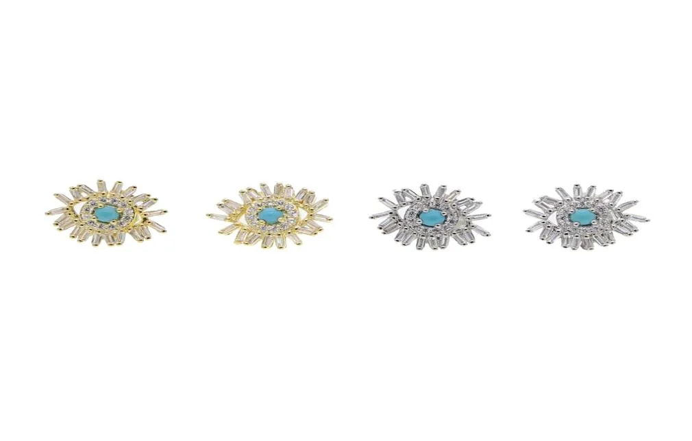 Baguette CZ Vuurwerk Evil Eye Stud Earring Pave Cubic Zirconia Turquoise Gemstone Elegance Gorgeous Lucky Women Jewelry5533047