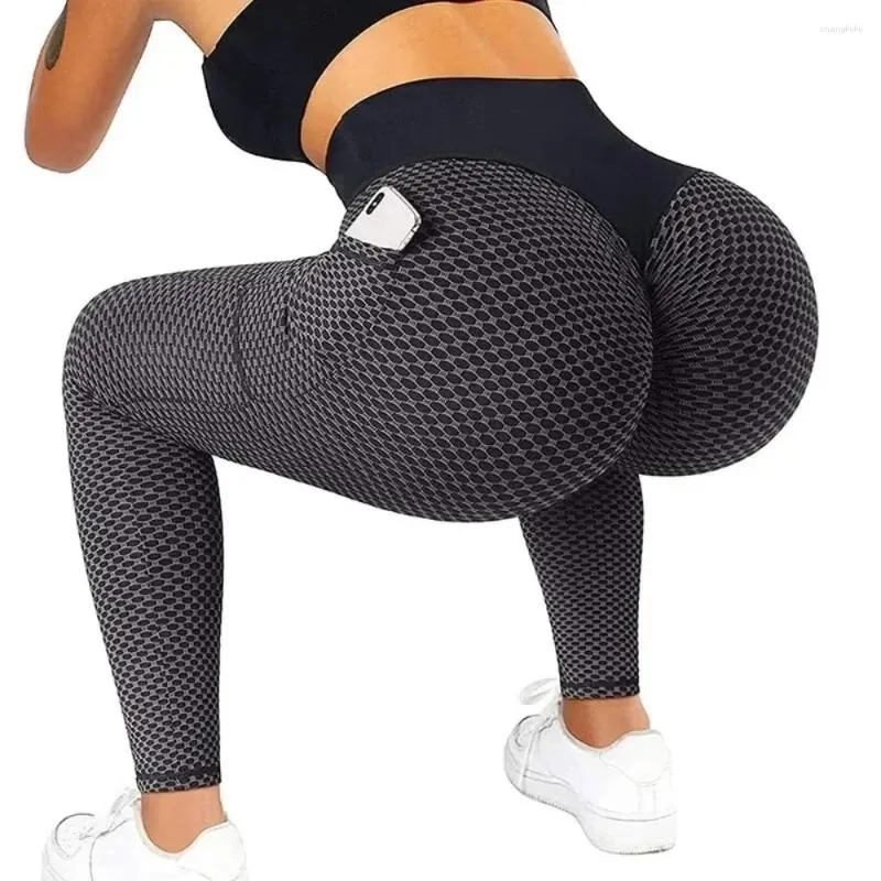 Calças ativas S-3XL Casual Casual Caustre Pocket Sports Perneiras Fitness Scrunch Buworkout Tizza Push Up Yoga Gym Leggins