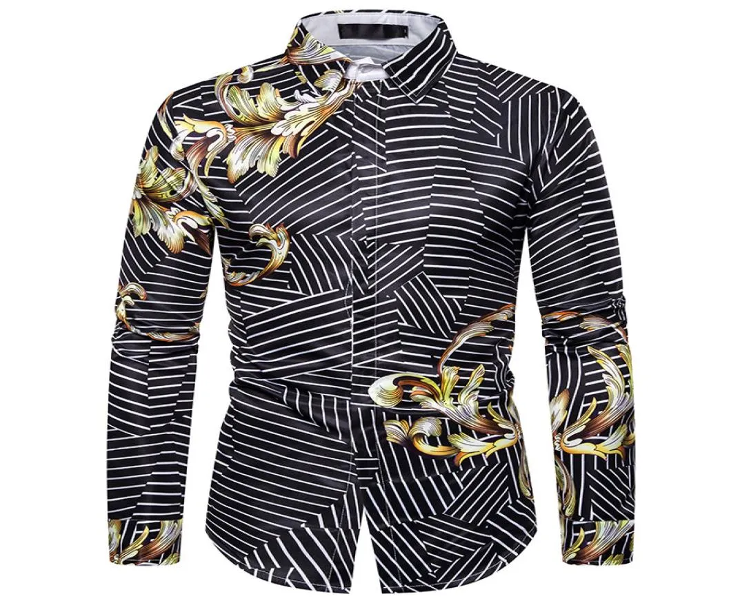 US -maat M3XL Mens Slim Fit Printing Polo T Shirts Lange Mouw Fashion Casual Polo T Shirts7278785