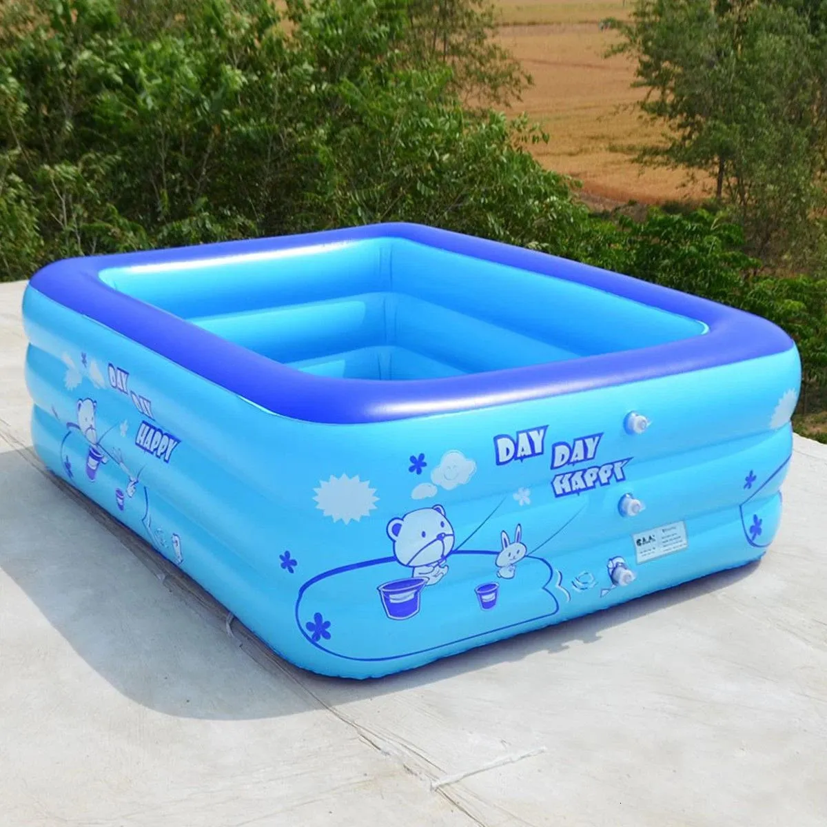Crianças internas de verão ao ar livre 120cm 2/3 dos players crianças infláveis ​​banheira banheira banheira bebê garoto externo ao ar livre de natação quadrado 240422