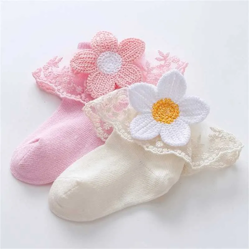 Chaussettes pour enfants bébé chaussettes d'été pour les chaussettes en dentelle de fleur de fleur de fleur