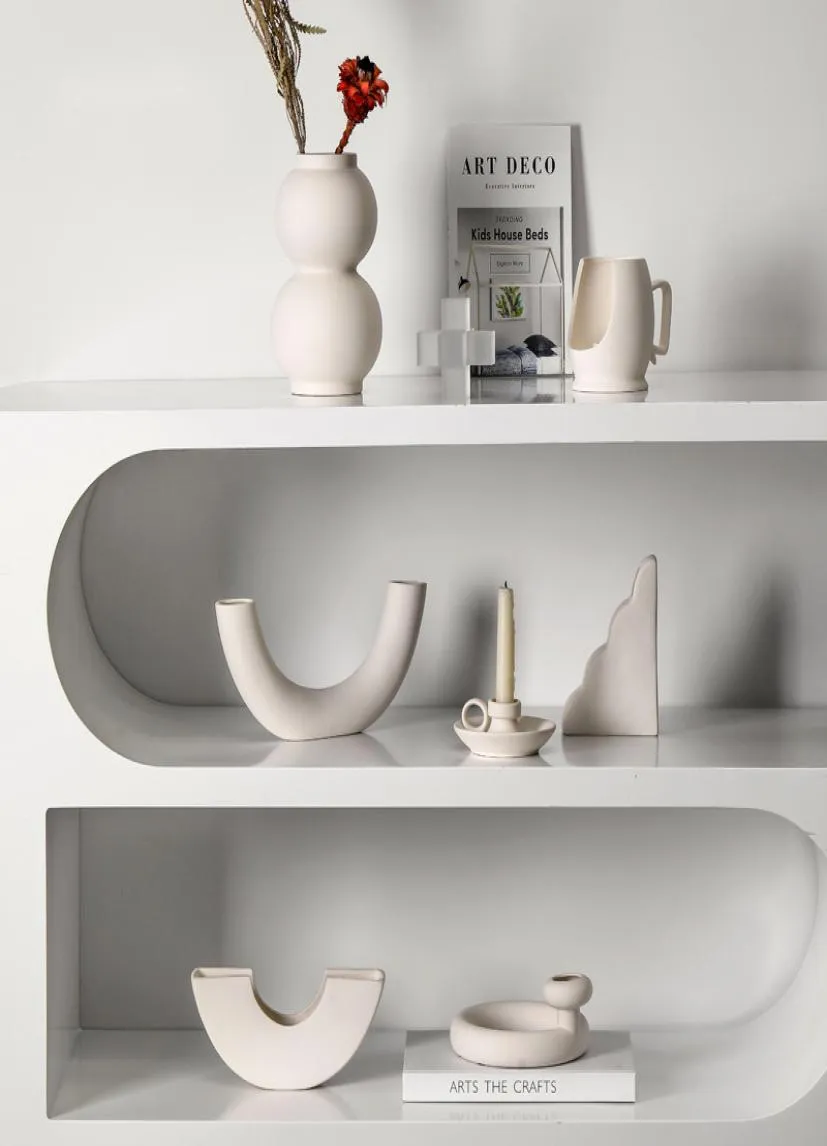 Nordic Simple Plain Embryo Ceramic Vase Decoration Fleur séchée et fleur Creative Artistic Living Room TV Cabinet Decor3023702
