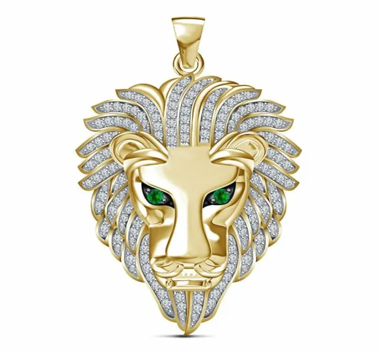 10K желтого золота 3D Lion Head Alist Pendant Prende Charm 220ct 24 quots Chains Crown Men039s Punk Jewelry8745397