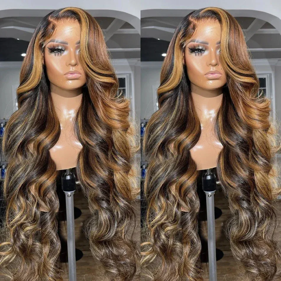 30 36 pouces onde corporelle 13x4 Highlight Hd Lace Lace Frontal Wigs 13X6 427 Colore Wigs Lace Front Human Heu Hair Wigs Transparent 240508